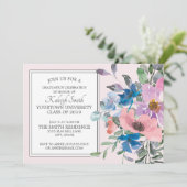 Elegant Garden Paars Pink Floral Afstudeerder Part Kaart (Staand voorkant)