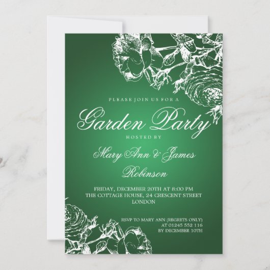 Elegant Garden Party Rozen Green Kaart (Voorkant)