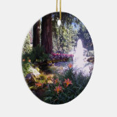 Elegant Garden Scene met waterfontein Keramisch Ornament (Rechts)
