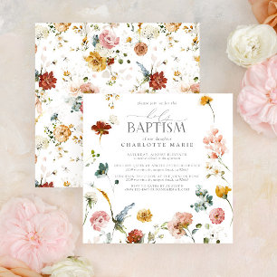 Elegant Garden Waterverf Floral Girl Baptism Invi Kaart