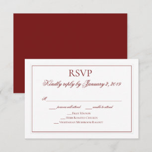 Elegant Garnet Red en White Wedding RSVP