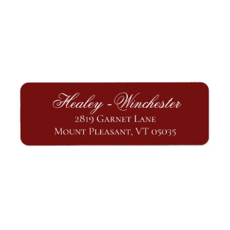 Elégant Garnet rouge et blanc Mariage Étiquette de