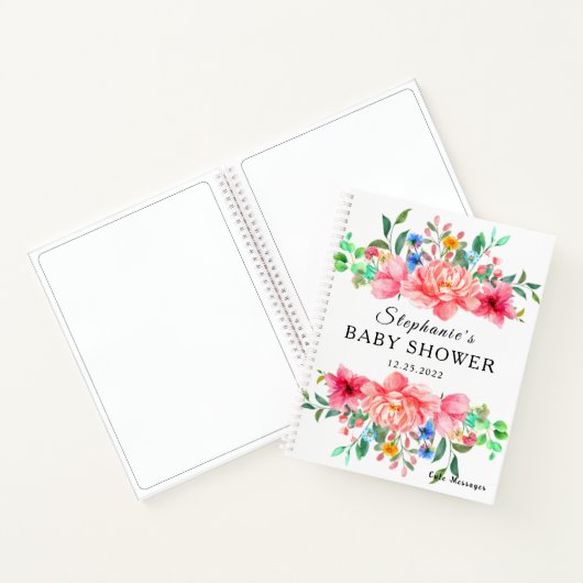 Elegant gastboek baby shower roze roos bloem notitieboek (Binnen)