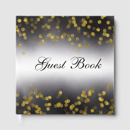 Elegant gastboek gouden confetti op zwart gastenboek