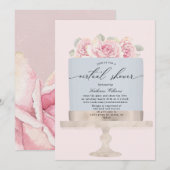 élégant gâteau floral virtuel Douche Invitation (Devant / Derrière)