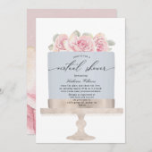 élégant gâteau floral virtuel Douche Invitation (Devant / Derrière)