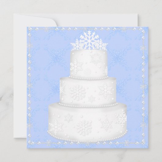 ÉLÉGANT GÂTEAU MARIAGE BLEU TOPPER INVITATION (Devant)