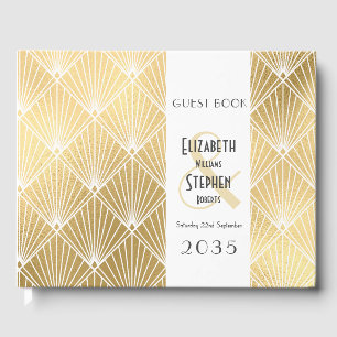 Elegant Gatsby Art Deco 1920's Gold Wedding Gastenboek