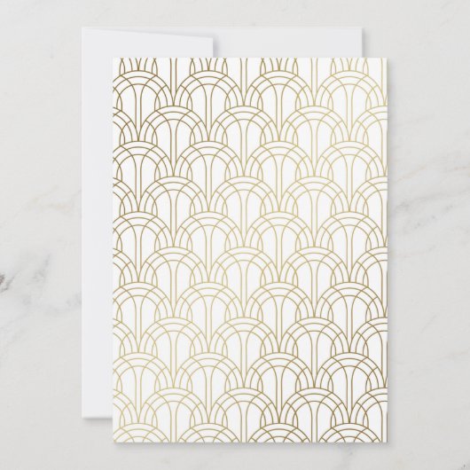 Elegant Gatsby Art Deco Roaring 20s White Gold Kaart (Achterkant)