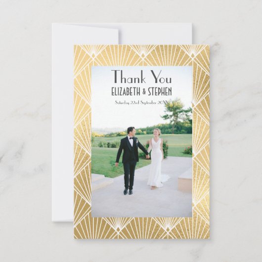 Elégant Gatsby Déco 1920 2 Mariage photo Merci (Devant)