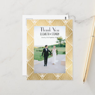 Elegant Gatsby Deco 1920's Foto Wedding Thankyou Briefkaart
