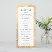 Elegant Gatsby Deco White & Gold Wedding Programme Programma (Staand voorkant)