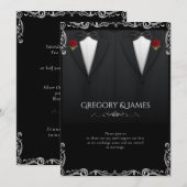 Elegant Gay Bruiloft Tuxedo Red Rose Kaart (Voorkant / Achterkant)