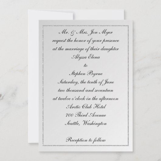 Elegant Gay Silver Damask Wedding Uitnodiging (Achterkant)