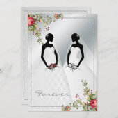 Elegant Gay Silver Damask Wedding Uitnodiging (Voorkant / Achterkant)