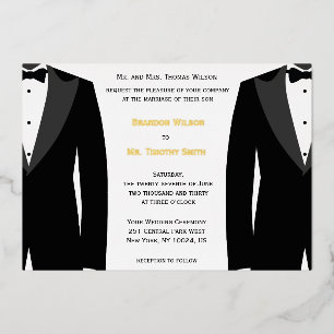 Elégant Gay Wedding Invitations Gold Foil Card