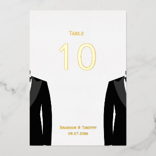 Elegant Gay Wedding Real Gold Foil Table Numbers Folie Uitnodiging