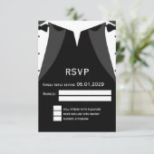 Elegant Gay Wedding RSVP Card Black Tie (Debout devant)
