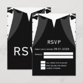 Elegant Gay Wedding RSVP Card Black Tie (Devant / Derrière)