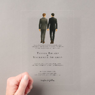 Elegant Gay Wedding Two Grooms in Suits Acryl Uitnodigingen