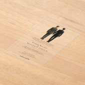 Elegant Gay Wedding Two Grooms in Suits Acryl Uitnodigingen (Laagn)