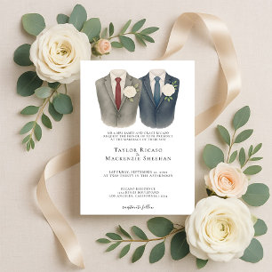 Elegant Gay Wedding Two Grooms in Suits Kaart
