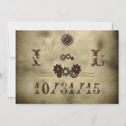 Elegant Gears Steampunk Wedding Invitations Kaart (Voorkant)
