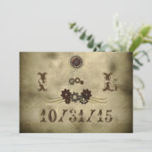Elegant Gears Steampunk Wedding Invitations Kaart (Staand voorkant)