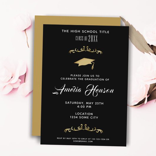 Elegant gebladerte Afstuderen foto afstudeerfeest Kaart