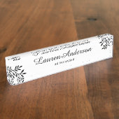 Elegant gebladerte gepersonaliseerd naambordje (Zijkant)