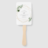 Elegant gebladerte & Gouden Huwelijksprogramma Han Handwaaier (Voorkant)