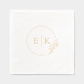 Elegant gebladerte Initialen bruiloft Logo Folie Servetten (Voorkant)