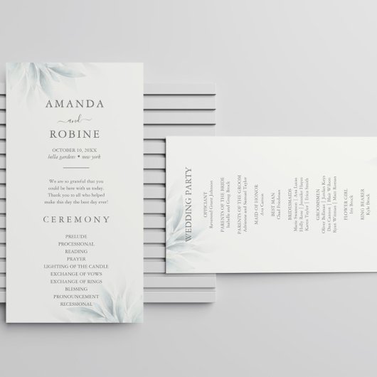 Elegant gebladerte Modern bruiloft programma