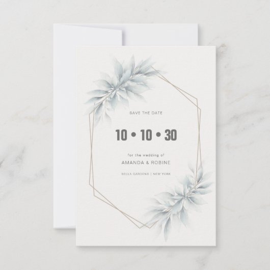 Elegant gebladerte modern save the date (Voorkant)