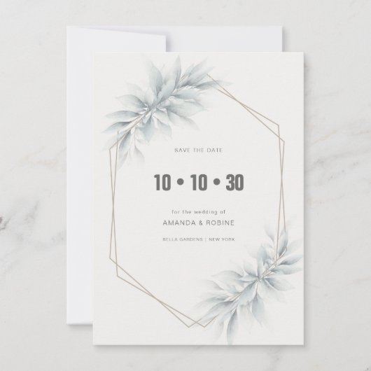 Elegant gebladerte modern save the date (Voorkant)
