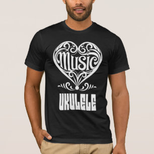 Elegant gebogen hart voor ukelele liefhebbers t-shirt