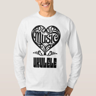 Elegant gebogen hart voor ukelele liefhebbers t-shirt
