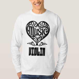 Elegant gebogen hart voor vioolliefhebbers t-shirt