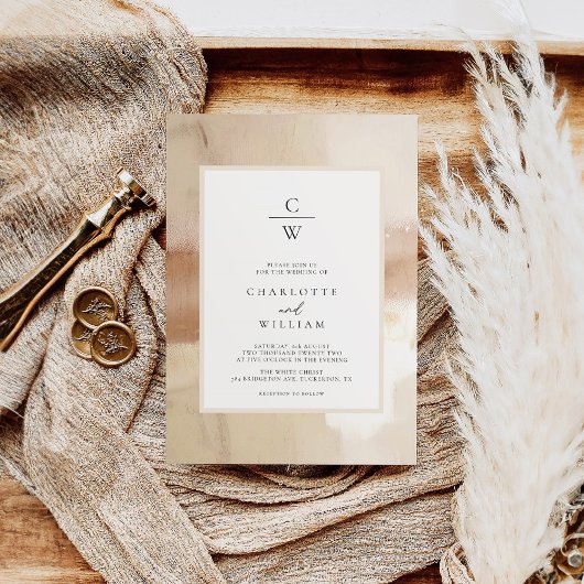 Elegant Geborsteld Goud Abstract Bruiloft Kaart