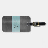 Elegant geborsteld metaal monogram script bagagelabel (Voorkant horizontaal)