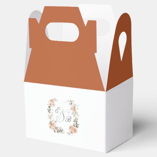 Elegant gebrand Sinaasappel bloementuin monogram Bedankdoosjes (Geopend)