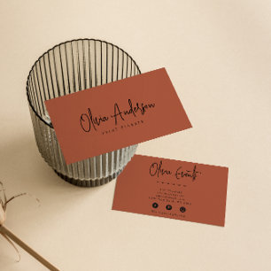 Elegant gebrand Sinaasappel Terracotta Boho Chic M Visitekaartje