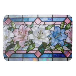 Elegant Gebrandschilderd Glas Lelie Bloemendesign Badmat