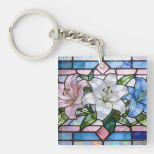 Elegant Gebrandschilderde Lelie Bloemendesign in Z Sleutelhanger