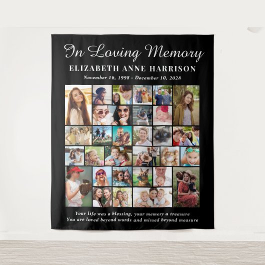 Elegant Gedenk 30 Foto Wandkleed (Voorkant)