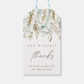 Elegant gedroogd gras & bloemen Favor Dank u Cadeaulabel (Voorkant)