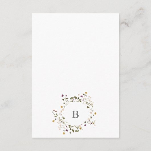 Elegant gedroogd wild bloem pampas Floral Wedding Informatiekaartje (Achterkant)