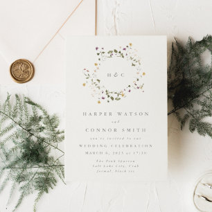 Elegant gedroogd wild bloem pampas Floral Wedding Kaart
