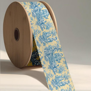 Elegant  geel blauwgroen toile de jouy lint