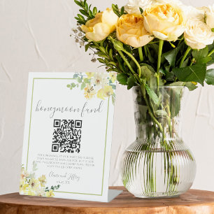 Elegant Geel Bloemen Salie Groen Huwelijksreis Fon Reclamebord Met Voetstuk